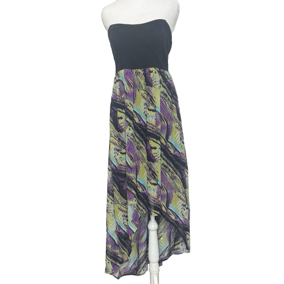 Y2K Strapless Fairy Grunge Maxi Dress Size L Asymmetrical Sheer Whimsigoth - Picture 1 of 9